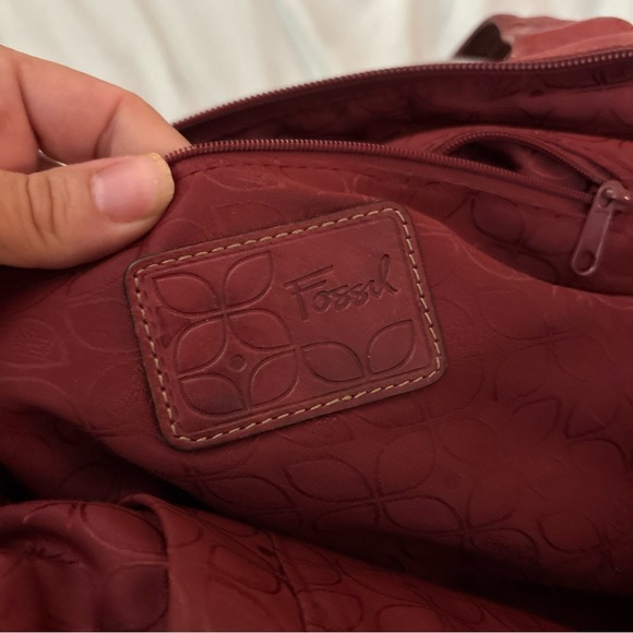 Fossil Lot Red Soft Glove Leather  Shoulder Bag Satchel Wristlet Wallet Purse - Picture 5 of 8